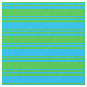 Lime Green & Deep Sky Blue Stripes Stof