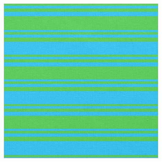 Lime Green & Deep Sky Blue Stripes Stof (Close Up)
