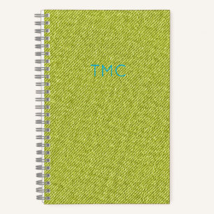 Lime Green Denim Blue Monogram INITIALEN Cool Notitieboek