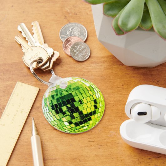 Lime Green Disco Disco Ball Sleutelhanger (Bureau)