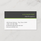 Lime Green Donkergrijs Moderne Clean Line Visitekaartje (Achterkant)