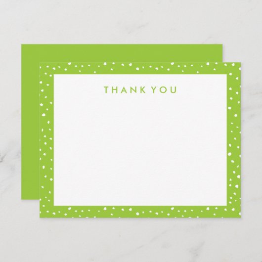Lime Green Dotée Merci Cartes de notes (Devant / Derrière)