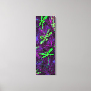 Lime Green Dragonlies sur toile rose et violet