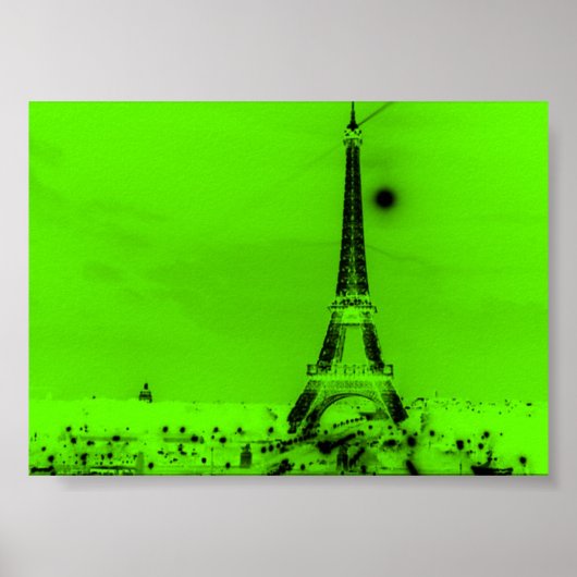 Lime Green Eiffel Tower Poster (Voorkant)