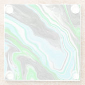 Lime Green en Aqua Blue Bubble Abstracte Art Glazen Onderzetter (Achterkant)