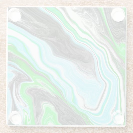 Lime Green en Aqua Blue Bubble Abstracte Art Glazen Onderzetter (Achterkant)