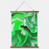 Lime Green en Black Marble Fluid Art Hangend Wandkleed (Voorkant 2)