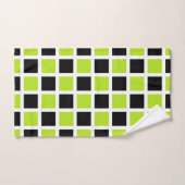 Lime Green en Black Squares White Bad Handdoek (Handdoek)