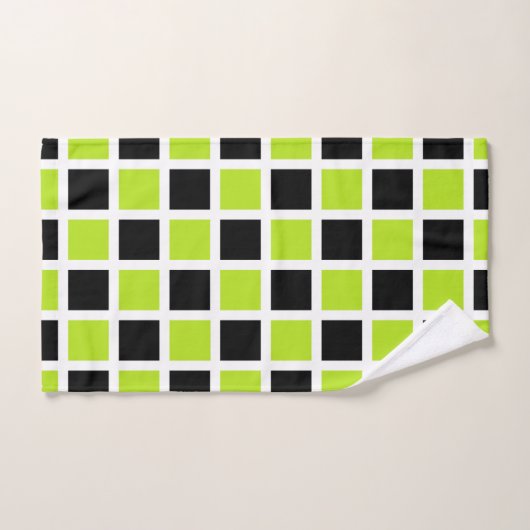 Lime Green en Black Squares White Bad Handdoek (Handdoek)