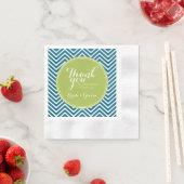 Lime Green en Blauwgroen Chevron Pattern Monogram Servet (Insitu)