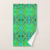 Lime Green en Blue Groovy Abstract Retro Art Bad Handdoek (Handdoek)
