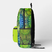 Lime Green en Blue Whimsical Boho Mandala Art Bedrukte Rugzak (Rechts)