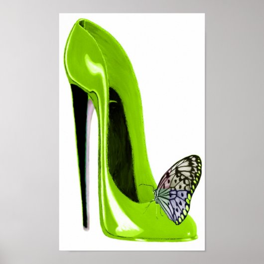 Lime Green en Butterfly Art Print (Voorkant)
