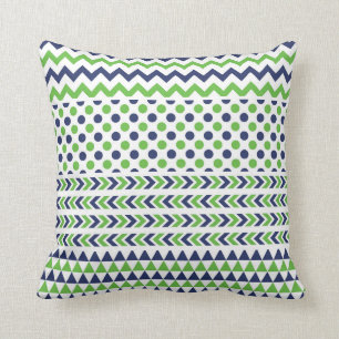 Lime Green en Navy Blue Print Kussen