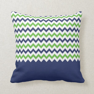 Lime Green en Navy Blue Zigzag Pillow Kussen