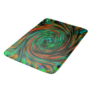 Lime Green en Oranje Abstract Retro Twirl Badmat