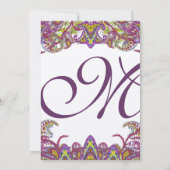 Lime Green en Raspberry Damask Wedding Invitation Kaart (Achterkant)