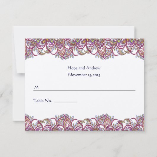 Lime Green en Raspberry Damask Wedding Place Card Kaart (Voorkant)