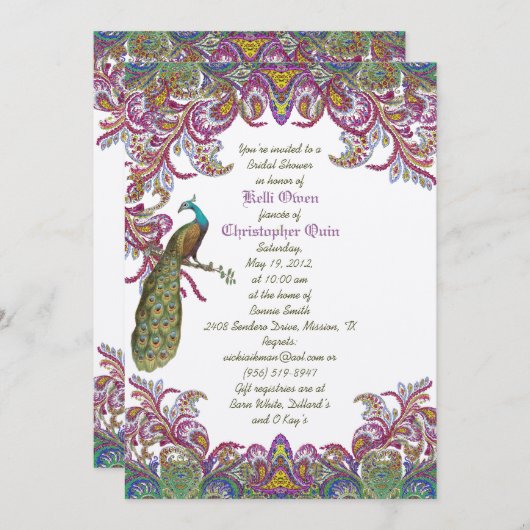 Lime Green en Raspberry Damask Wedding Shower Kaart (Voorkant / Achterkant)