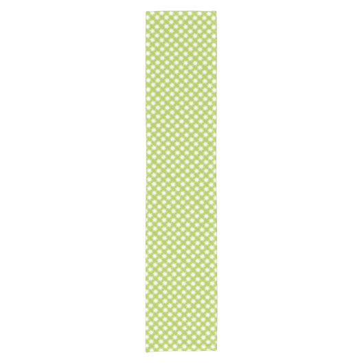 Lime Green en White Flower Pattern Korte Tafelloper (Voorkant)