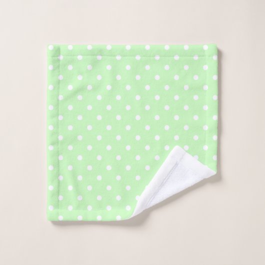 Lime Green en White Polka Dots Bad Handdoek (Wasdoekje)