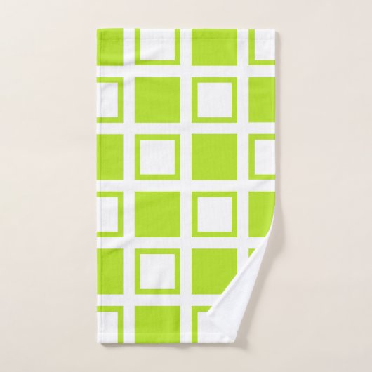 Lime Green en White Squares Bad Handdoek (Handdoek)