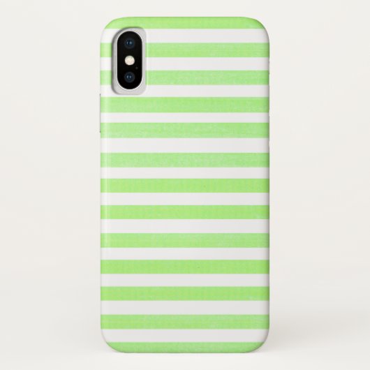 Lime Green en White Stripe Apple iPhone X Hoesje (Achterkant)