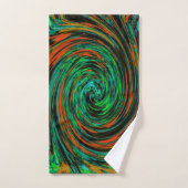 Lime Green et Orange Abstrait Retro Twirl (Serviette à main)