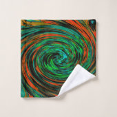 Lime Green et Orange Abstrait Retro Twirl (Gant de toilette)