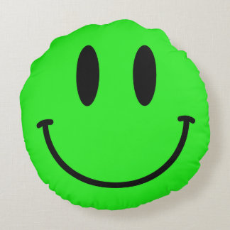 Lime Green Face Round Sierkussen Rond Kussen