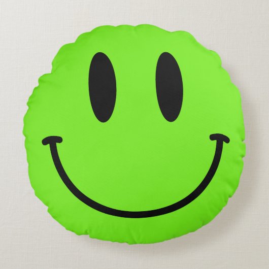 Lime Green Face Round Sierkussen Rond Kussen (Voorkant)