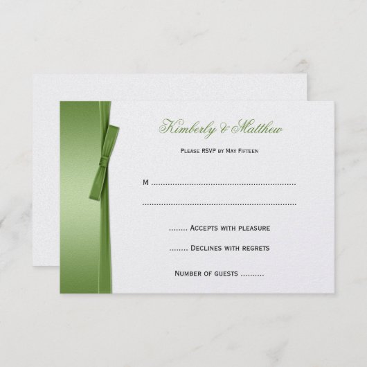 Lime Green FAUX Ribbon Bow RSVP (Devant / Derrière)