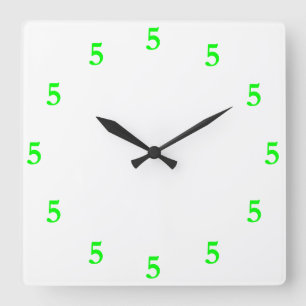 Lime Green Five oClock ergens op White Vierkante Klok