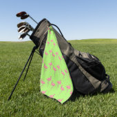 Lime Green Flamingo's patroon Golfhanddoek (Groen)