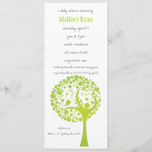 Lime Green Flowering Tree Baby shower Invitation Kaart