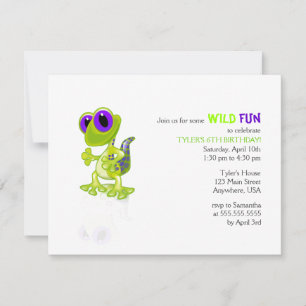 Lime Green Gecko Birthday Uitnodiging