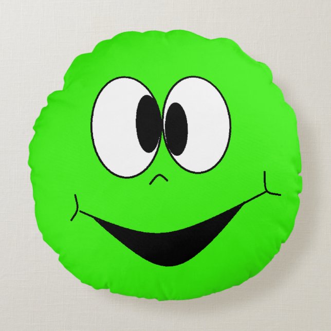 Lime Green Gekke Googly Eyes Gezicht Kussen (Voorkant)