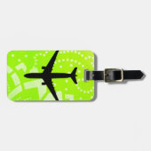 Lime Green geomentric punt stripe grafisch patroon Bagagelabel (Voorkant horizontaal)