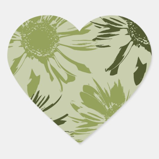 Lime Green Gerbera Flowers Hart Sticker (Voorkant)