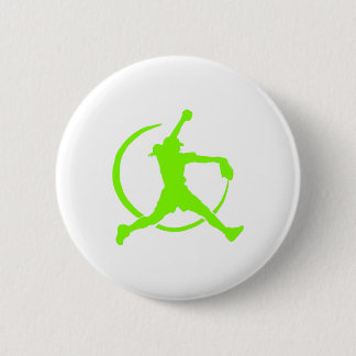 Lime Green Girl's "FAST PITCH SOFTBALL"-afbeelding Ronde Button 5,7 Cm