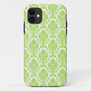 Lime Green Girly Damask iPhone 11 Hoesje