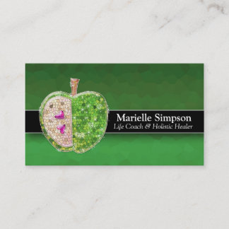 Lime Green Glitter Apple Holistic Healer Nutrition Visitekaartje