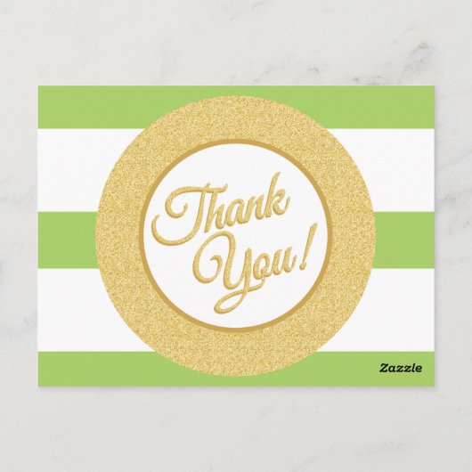 Lime Green, Glitter en Stripes Bedankt Kaarten (Achterkant)