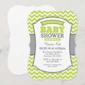 Lime Green Gray Chevron Baby shower Uitnodiging (Voorkant / Achterkant)