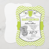 Lime Green Grey Chevron Baby shower Invitation (Devant / Derrière)