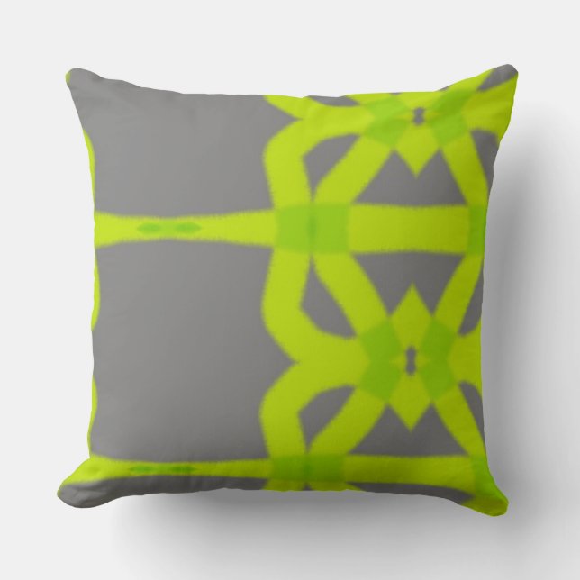 Lime Green Grey Modern Abstracte aangepaste katoen Kussen (Voorkant)