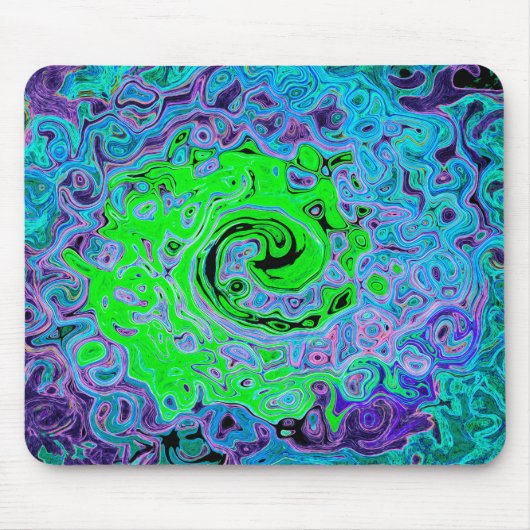 Lime Green Groovy Abstract Retro Liquid Swirl Muismat (Voorkant)
