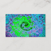 Lime Green Groovy Abstract Retro Liquid Swirl Visitekaartje (Voorkant)