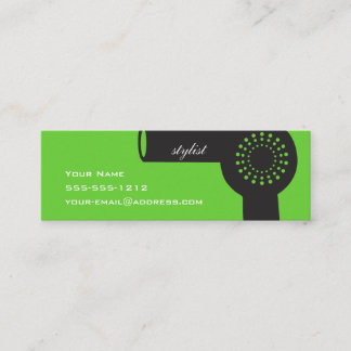 Lime Green Hair Stylist Skinny Biz Card Mini Visitekaartje
