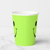 Lime Green Happy Face Birthday Papieren Bekers (Rechts)